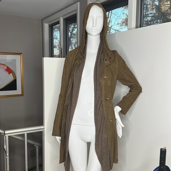 Roncarati Sz 40 Italian Suede Angora Front Button Trench Jacket - Picture 3 of 16